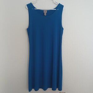 CHICO'S EASYWEAR SLEEVELESS DRESS DELPHINE MESH NECKLINE PERSIAN BLUE SIZE 2 NWT